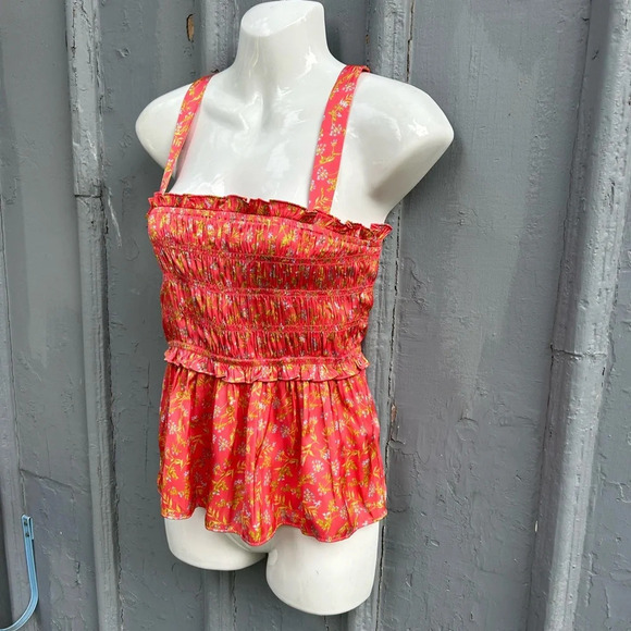 J Crew Smocked featherweight satin tank top, BNWT, size M - Picture 5 of 10